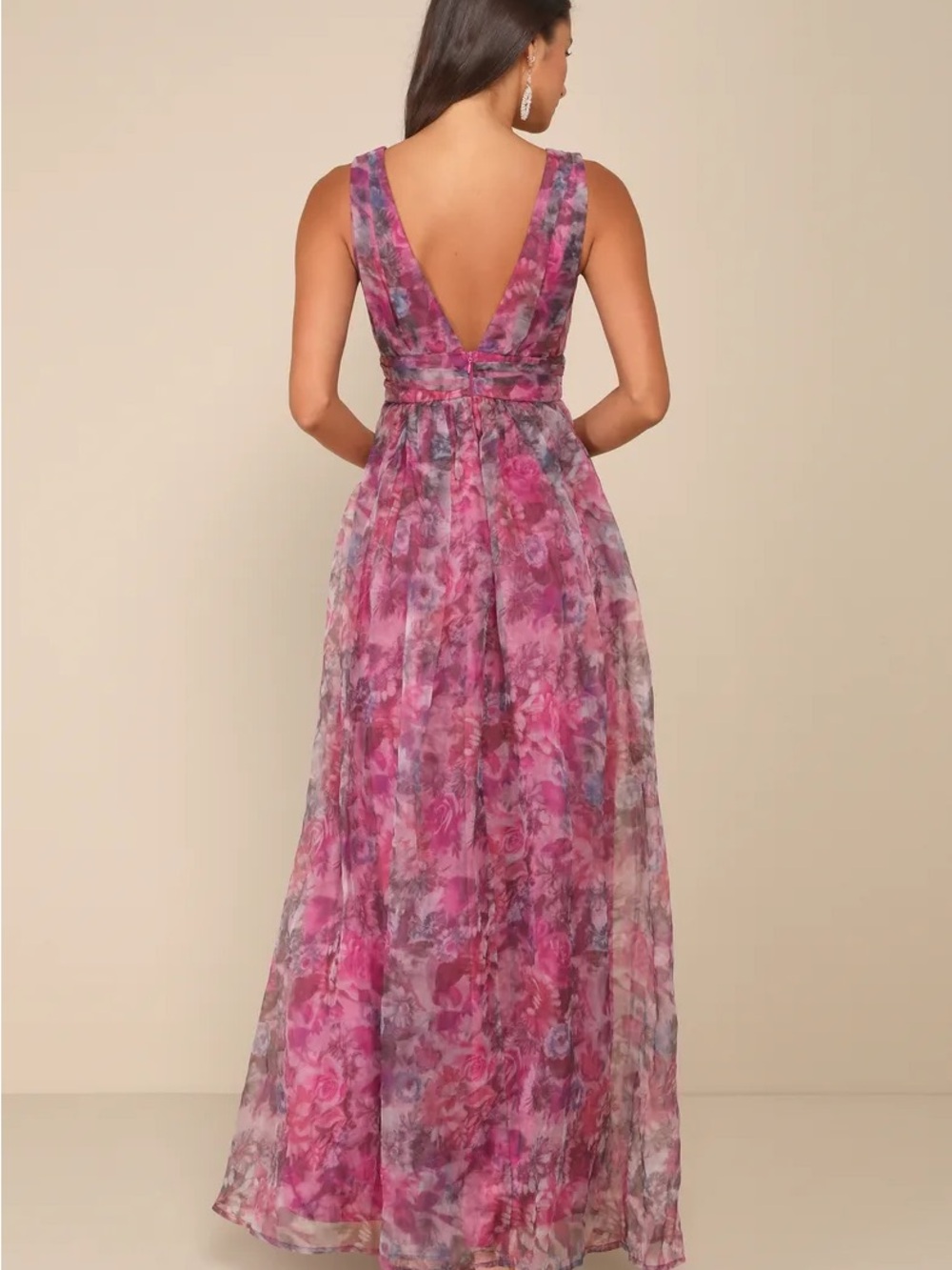 NWT Lulu’s Garden Romance Magenta Floral Organza Maxi Dress size XS wedding - Picture 2 of 8